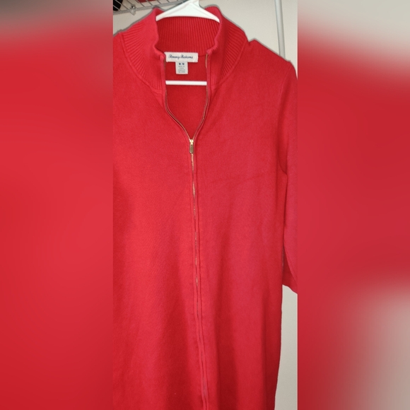 Tommy Bahama sweater dress Sz M Full Zip Red - Picture 5 of 5